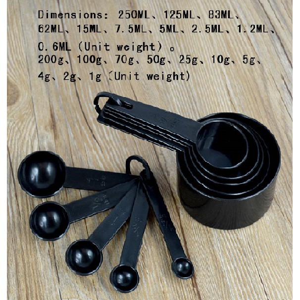KAZU 150 HITAM SENDOK TAKAR UKUR 10PCS SET TBS TBSP TSP SPOON KOPI DIY CAFE TEH TEPUNG BAKING