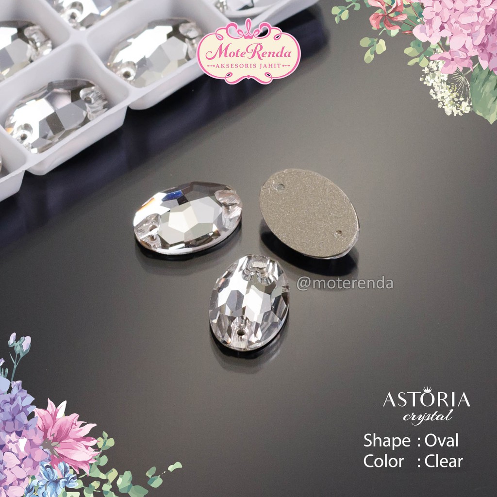 Astoria kristal jahit kaca bentuk oval kode 3OAA/C