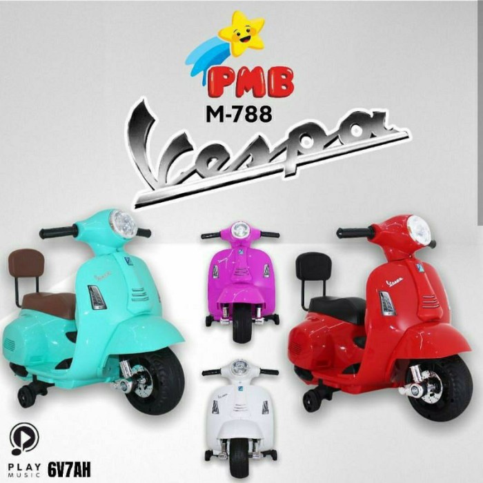 {dianastore} MAINAN MOTOR AKI ANAK PMB VESPA M788 LUCU Diskon