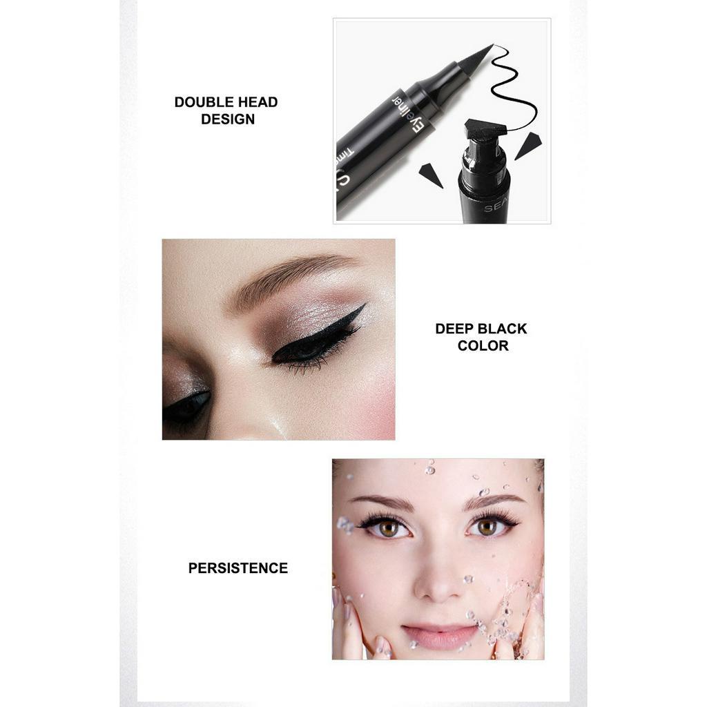 SVMY 2 in 1 Stamp Eyeliner Black Double Head Waterproof Eyeliner Pencil Eye Makeup LA223