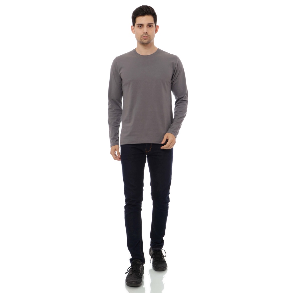 KAOS POLOS PRIA COTTON COMBED 24s LENGAN PANJANG - ABU TUA