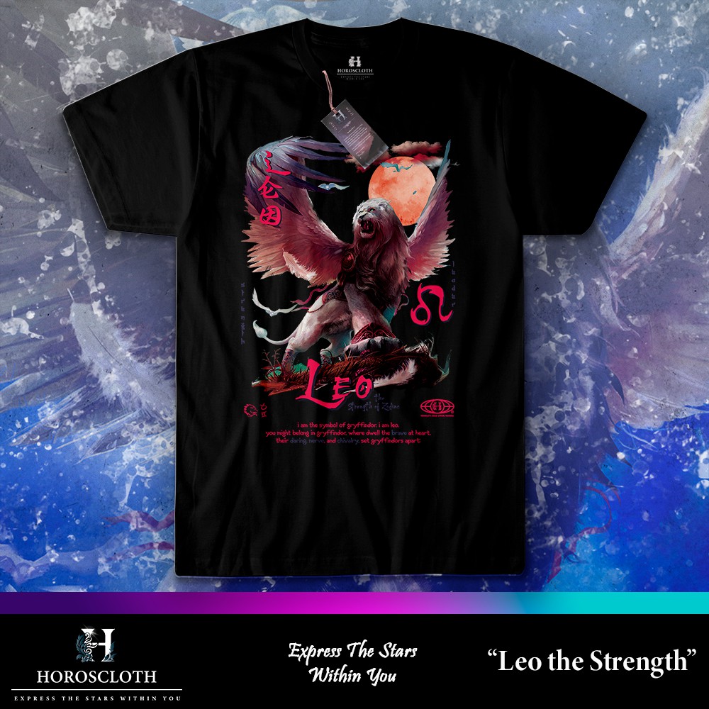 HOROSCLOTH Baju Zodiak Leo Pria dan Wanita "Leo the Strength" - Kaos Zodiak Leo