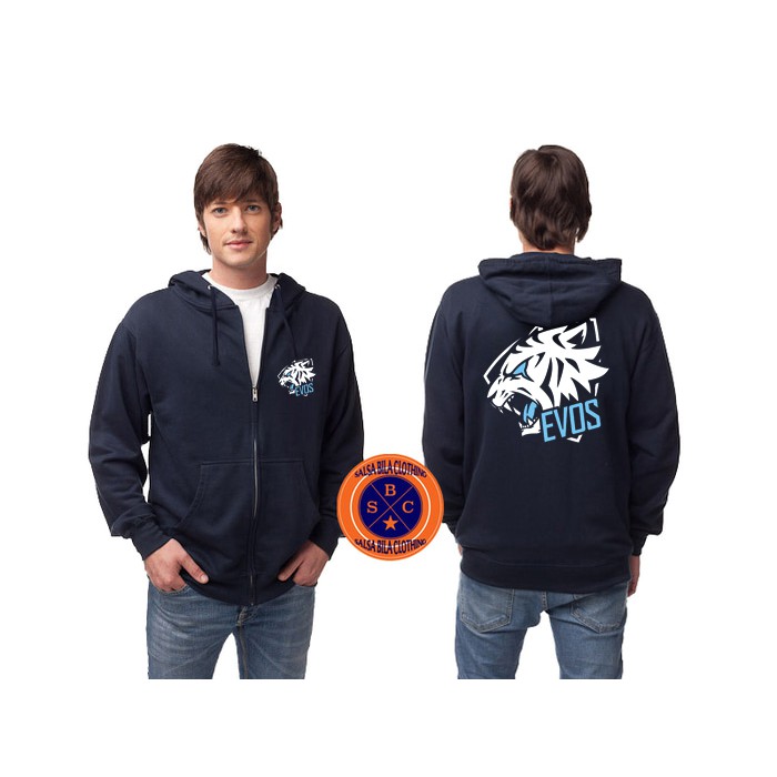 Jaket Hoodie Zipper Evos Esports Logo - Navy