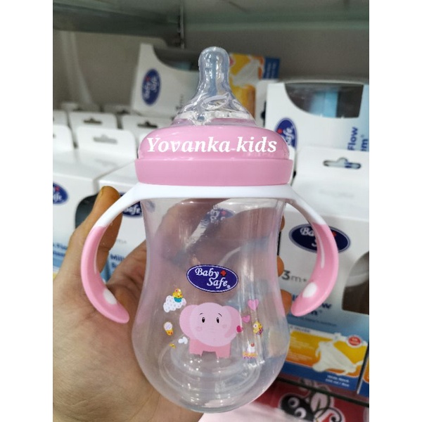 Botol Susu Baby Safe 3 Fungsi/Nipple Wide Neck,Handle,Soft Spout(Duckbill)250Ml BPA Free