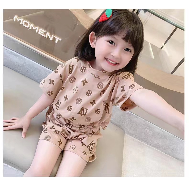 setelan set kaos anak perempuan cewek import uisa 1-4th/baju anak perempuan casual(AD)