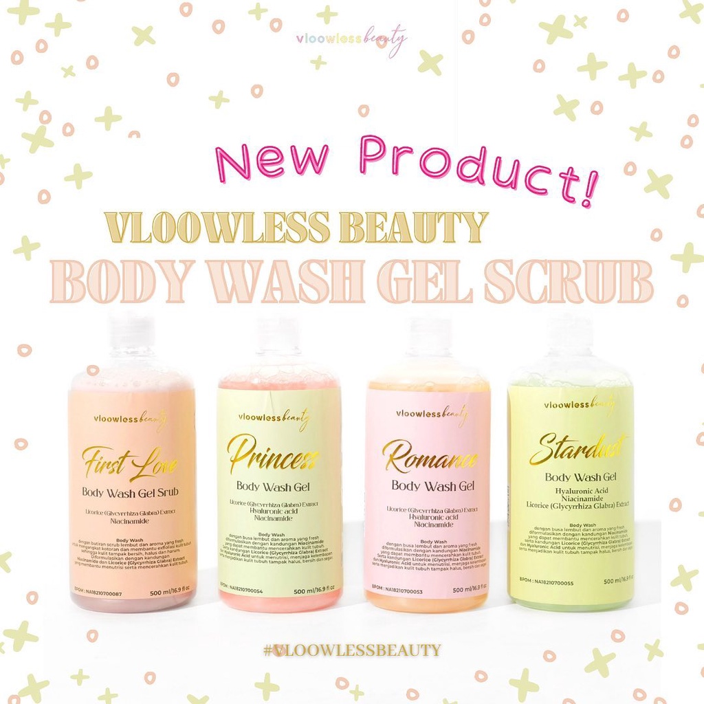 Vloowless Body Wash Gel Scrub FREE shower puff