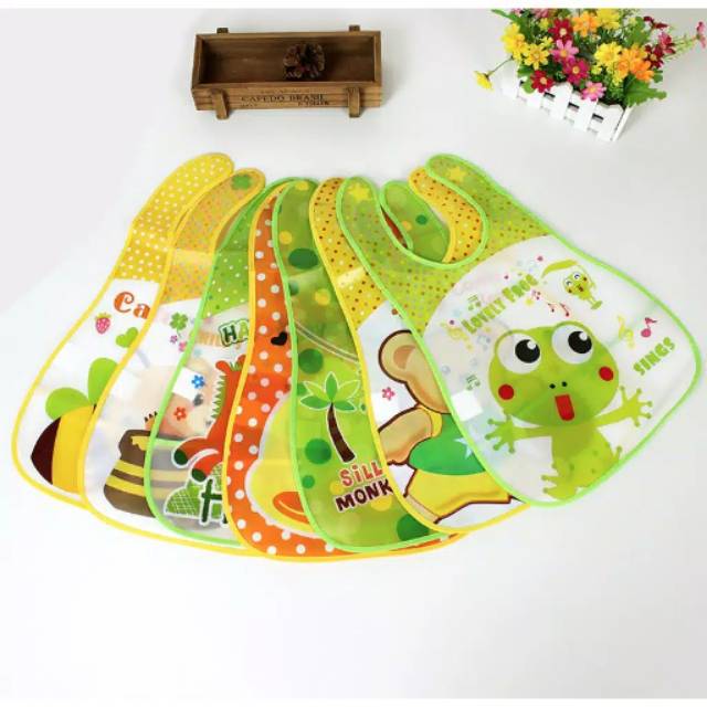 Slabber Plastik Celemek Bayi Slaber Plastik Waterproof Slabber Plastik Celemek Bayi Slaber Plastik Waterproof