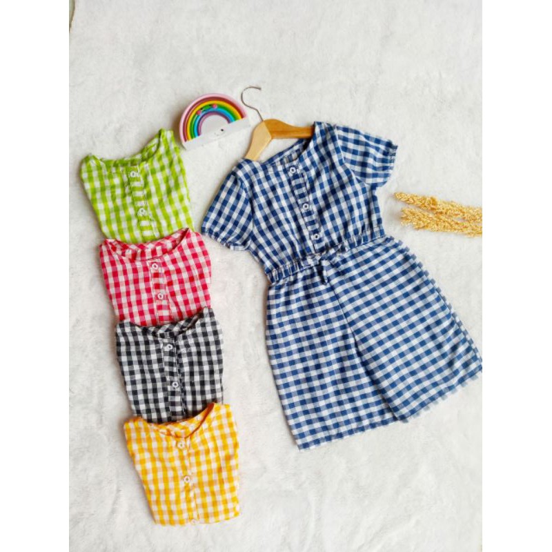 JUMPSUIT GINGHAM ANAK 2-4 Tahun Baby Syira