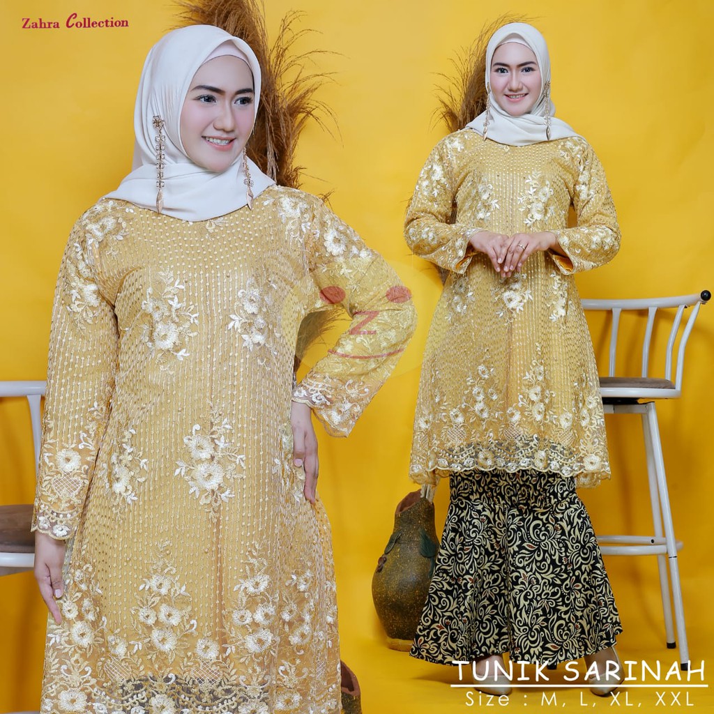 SET TUNIK TULLE BORDIR SARINAH / SET TUNIK PESTA