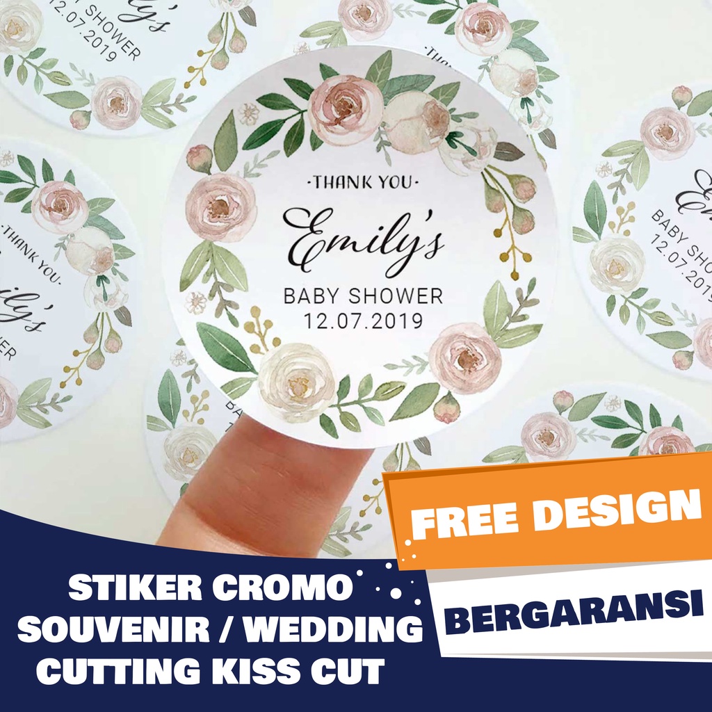Cetak Stiker Custom Label Souvenir Wedding Pernikahan Bridesmaid Sticker Cromo Bontax Sesuai Pola - 