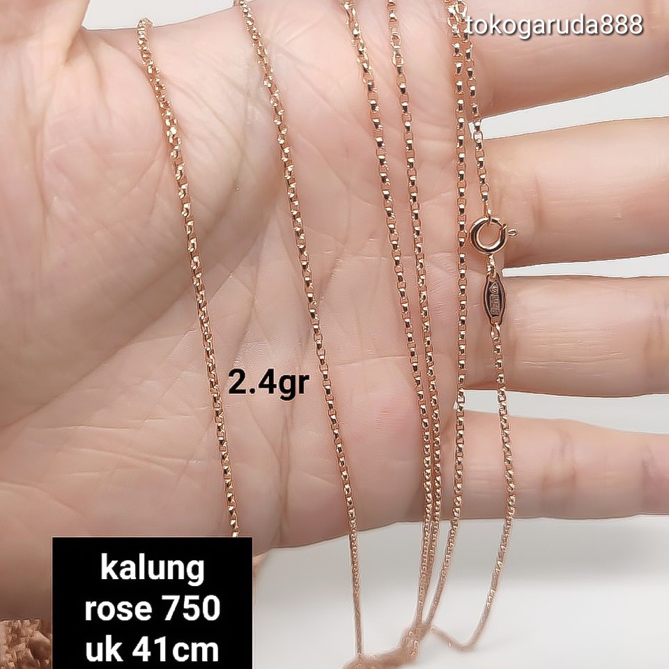 Rantai kalung anak dan dewasa emas asli kadar 750 75% biji lada merica rosegold cantik murah kilat UBS ringan murah