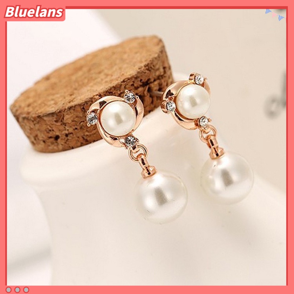 Bluelans Ear Rings Dangle Exquisite Eye-catching 2 Colors Imitation Pearl Tassel Earrings Dangle