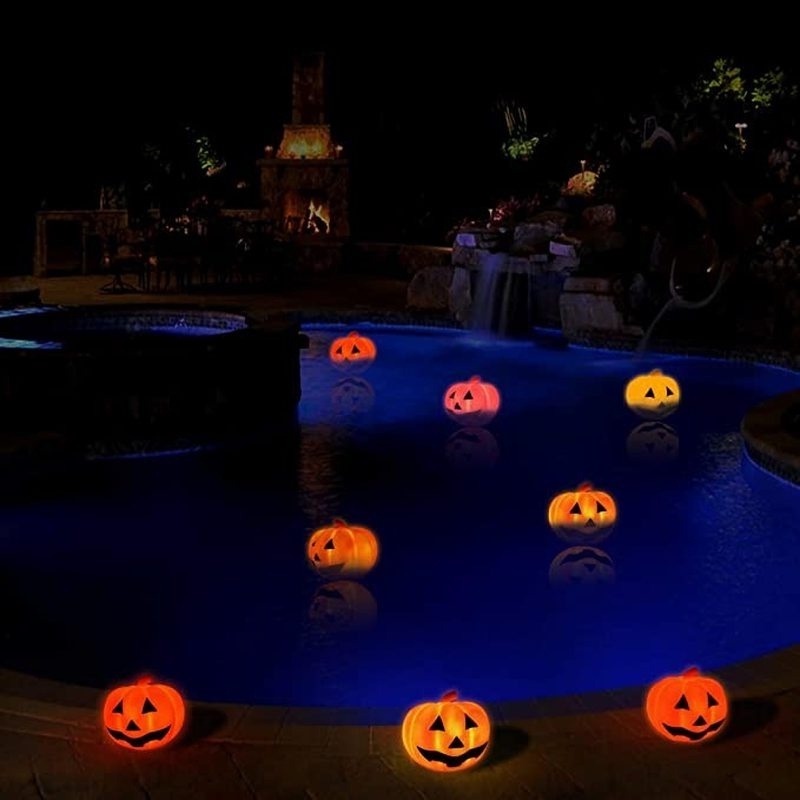 1pc Lampu Lentera LED Bentuk Labu Warna Oranye Untuk Dekorasi Halloween