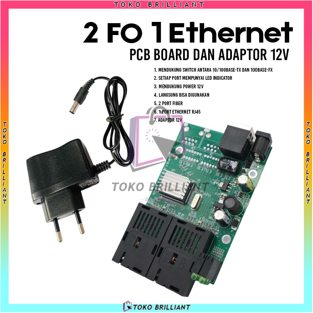 [Support POE] 2FO 1ETH / 2F1E PCB ONLY / + ADAPTOR 12V2A [BISA BAYAR DITEMPAT] Media converter AIRPO