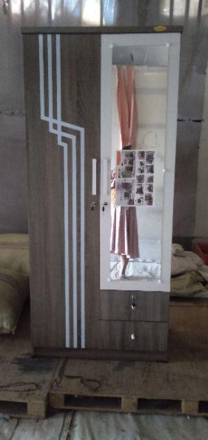 Lemari Baju 2 Pintu 2 Laci Romaro Cermin Panjang Lemari Pakaian