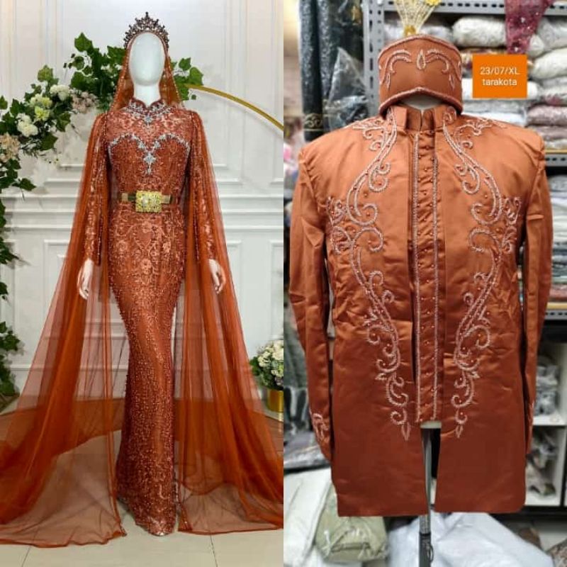 TERLARIS CAUPLE KEBAYA AKAD MODREN /AKAD JUBAH BEREKOR |BAJU PENGANTIN TERBARU|KEBAYA DRESS COUPLE|GAUN DRESS MUSLIMAH