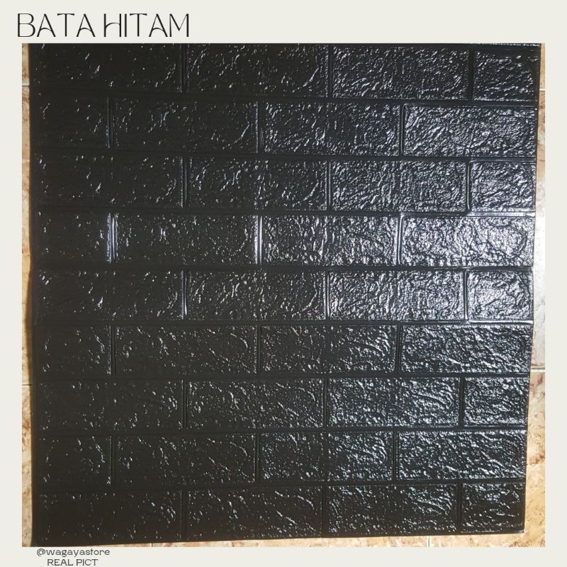 WALLPAPER DINDING 3D FOAM MOTIF BATU BATA 70x77 CM DEKORASI DINDING-Bata hitam