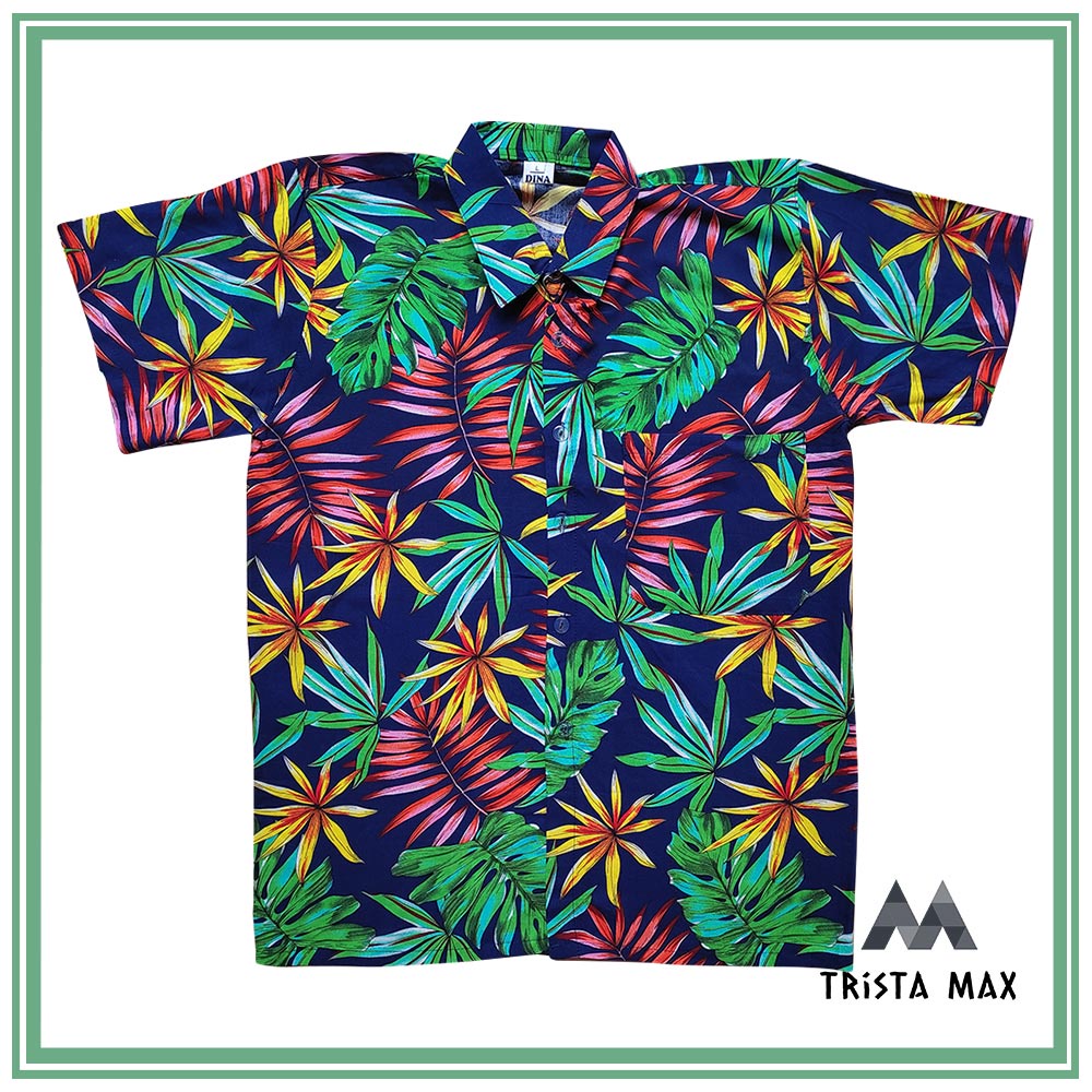 Kemeja Hawai Bali - Baju Pria Hawai - Baju Motif Bunga Size M - XXL