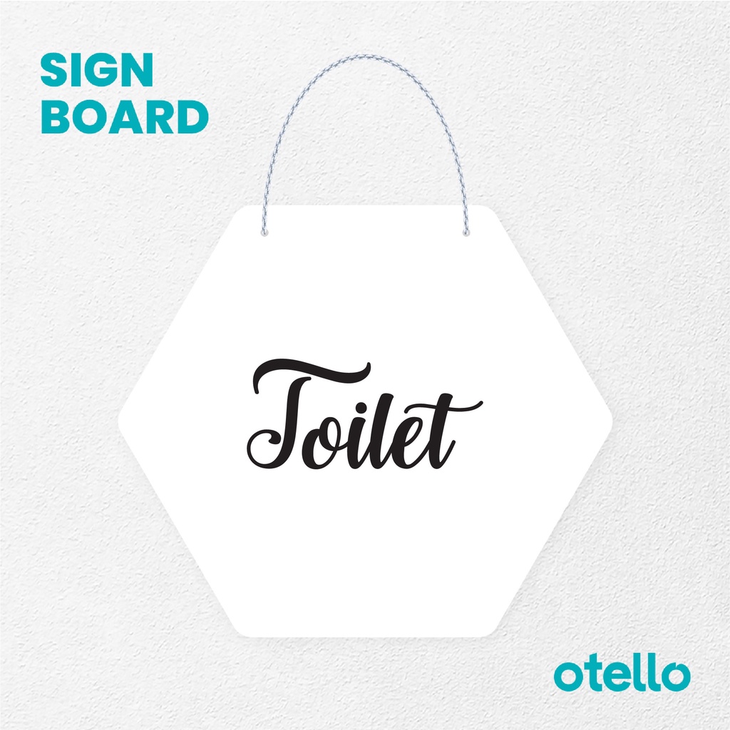 Otello Sign Tulisan Toilet Latin Signage Board Acrylic Papan Gantung Akrilik Rantai Petunjuk Toko Modern Minimalist Kafe Restoran Kantor Gedung Cafe