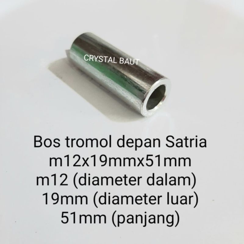 Bos Tromol Depan Satria Diameter Lobang M12 X Panjang 51 Mili