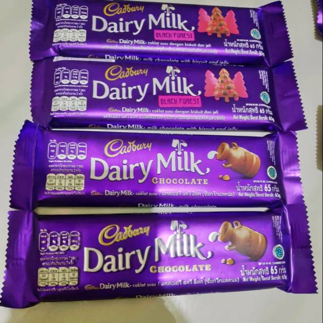 Cokelat Cadbury Dairy Milk 65 gram Black Forest dan Chocolate