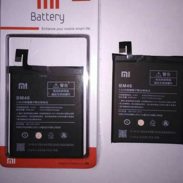 Baterai Xiaomi Xiomi Redmi Note 3 / Redmi Note 3 Pro / BM46 BM 46 Batre Batrei Original