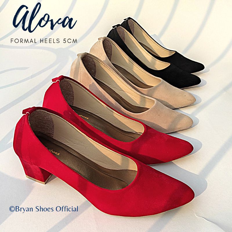 Bryan Alova Pantofel Heels 5cm Formal Suede BigSize Oversize Jumbo Sepatu Hak Tahu Kerja Kantor