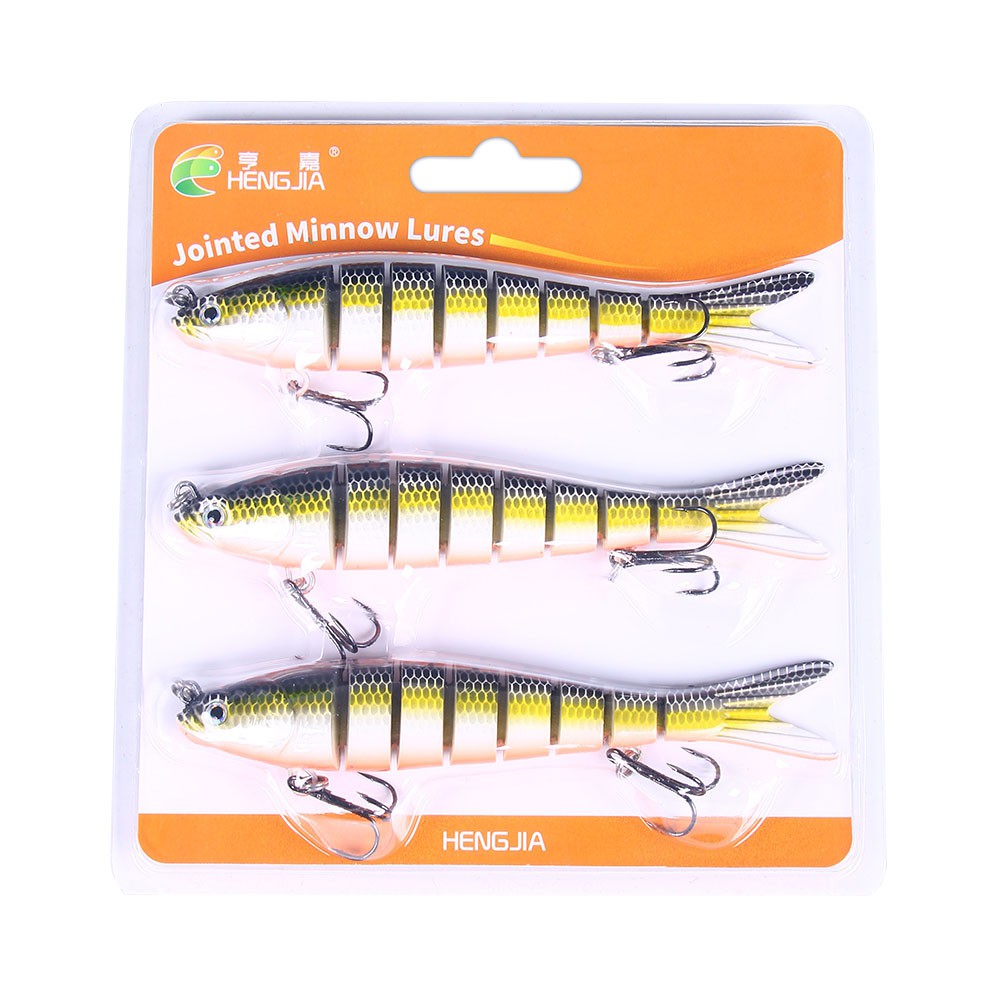 Hengjia 3pcs / Set Umpan Pancing Ikan Minnow Imitasi Bahan Plastik 13.7cm 27g Warna Campur