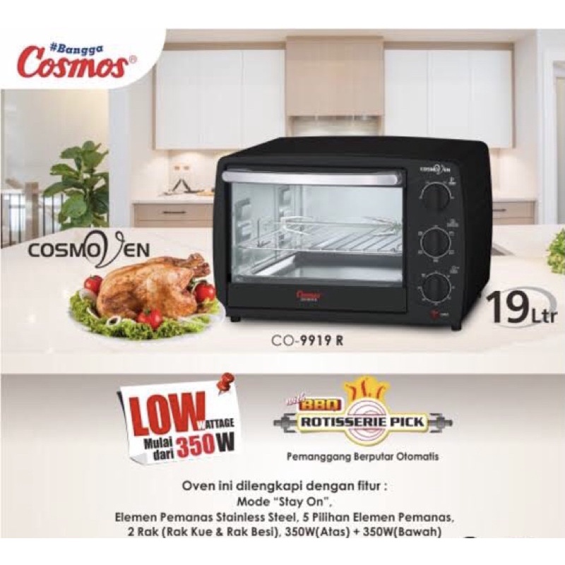 cosmos oven listrik co-9919r 19liter