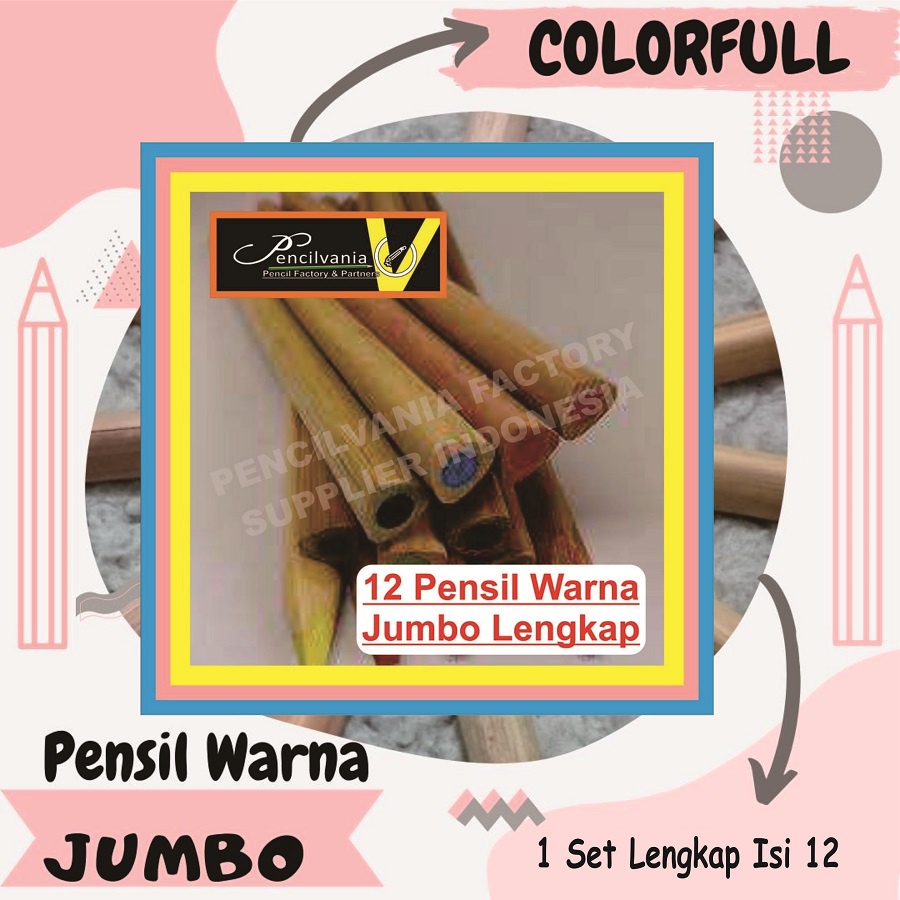 PENSIL WARNA JUMBO YANG BAGUS LENGKAP SATU SET PAKET Pencil Triangular Sisa Export segitiga Import E