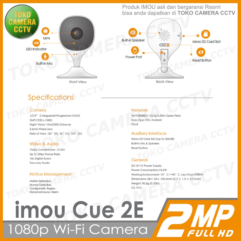 IMOU CUE 2e 1080p CCTV WIFI KAMERA IP CAMERA WIRELESS IMOU CUE 2