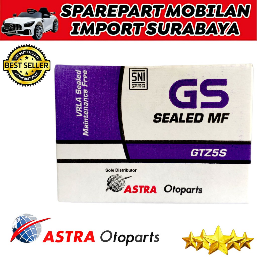 ORIGINAL GS ASTRA GTZ5S ASLI AKI KERING SEPEDA MOTOR HONDA BEAT MIO VARIO SUPRA YAMAHA SUZUKI 12VOLT