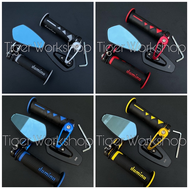 Spion Jalu Oval Plus Handgrip Domino Shark Universal Semua Motor Matic Bebek Semua Kereta