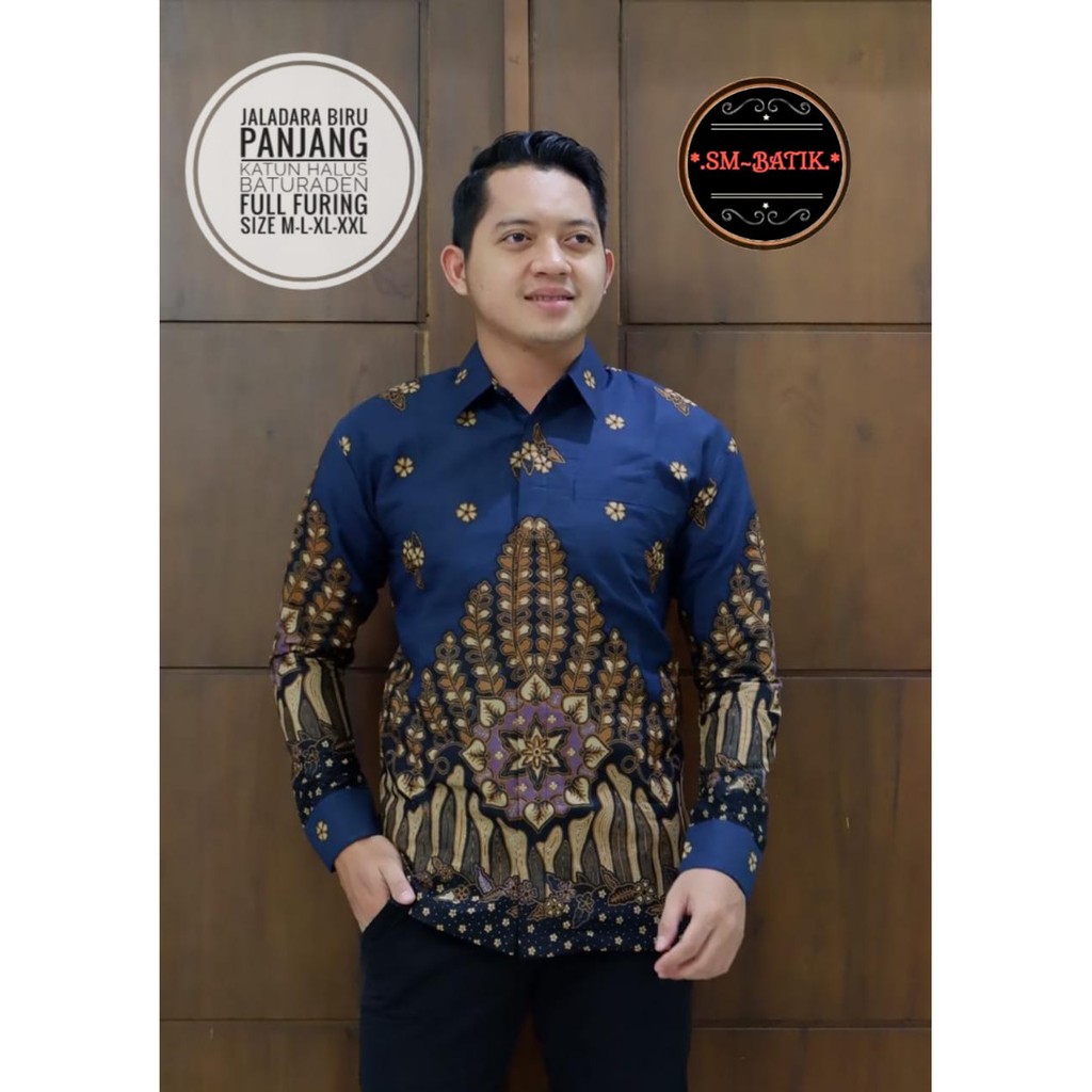 JALADARA BIRU SM BATIKSOLOAMANAH KEMEJA BAJU BATIK PRIA SOLO LENGAN PANJANG PENDEK LAPIS FURING ATASAN BATIK PREMIUM MODERN KATUN HALUS GODONG BIRU DADU CAKRAWALA PEKSI BAMBU GUNARDO 2 NIRWANA 2 TRUNTUM PEKSI UNGU SAMUDRA WARNA WISAKA SOGAN WICAKSONO BIMA