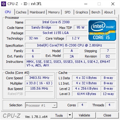 Processor Intel Core i5 2300 tray Socket 1155 Sandy Bridge