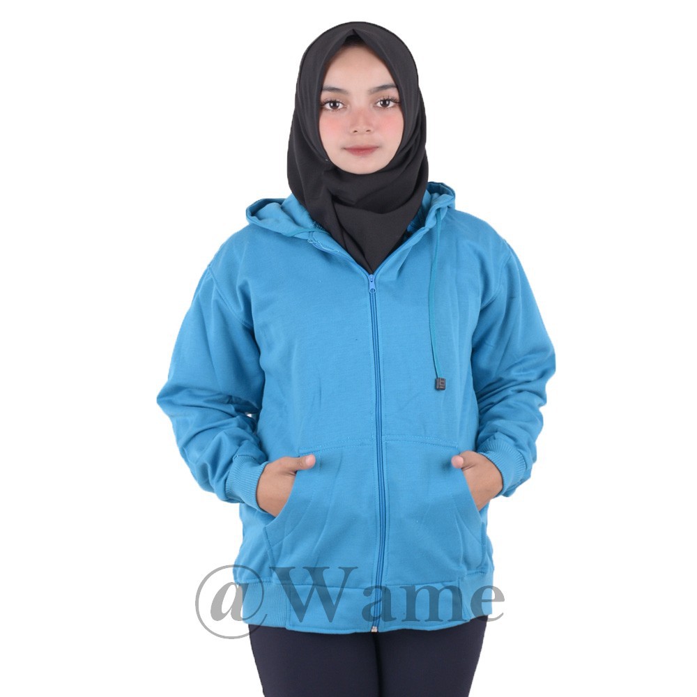 Jaket zipper polos hoodie M,L,XL,XXL pria wanita marun wame-TURKISH