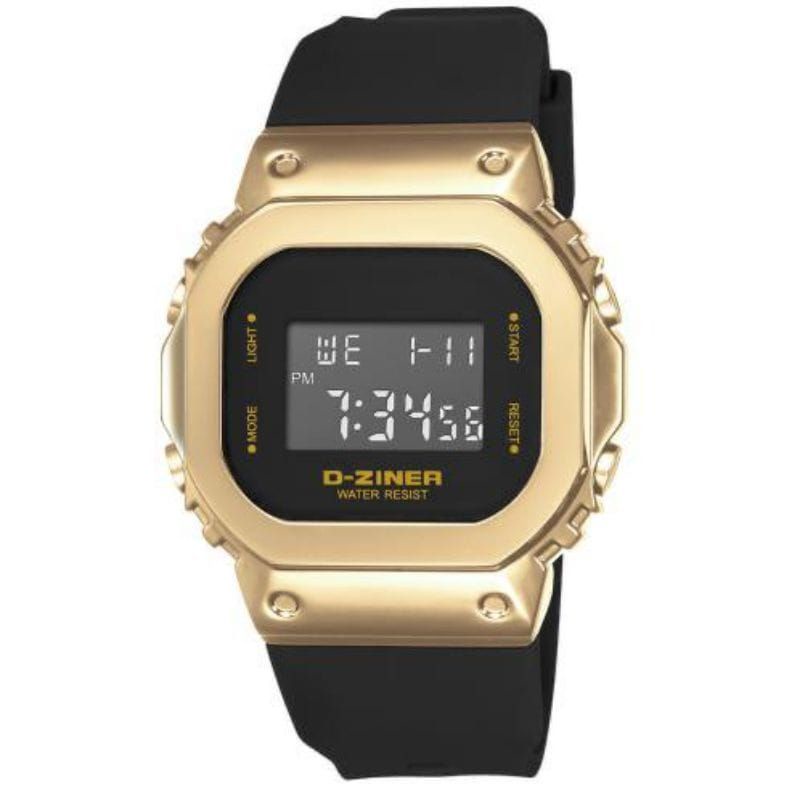 Jam tangan Sporty Original D-ZINER DZ 8300 Gold Digital Water resist include box kaleng