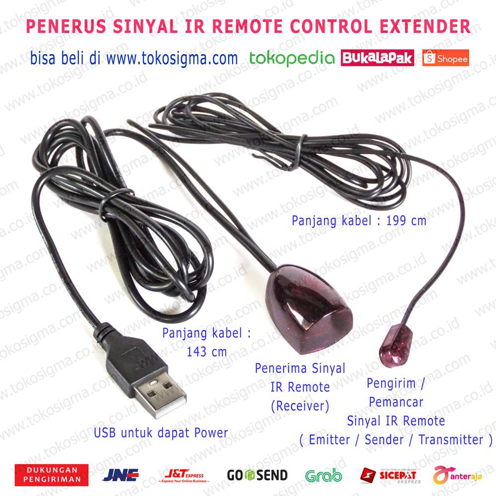 PENERUS SINYAL REMOTE IR Extender Infrared Repeater Remote Control USB POWER 5V