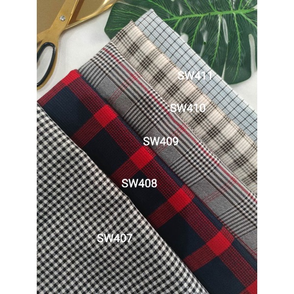 2-50 baru motif kain semiwoll motif baru tartan bahan kotak tr strech yarndyed harga per 0.5meter semiwoll happychild