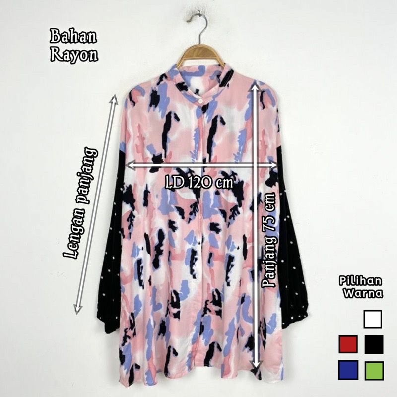 kemeja wanita  motif bahan rayon // kemeja