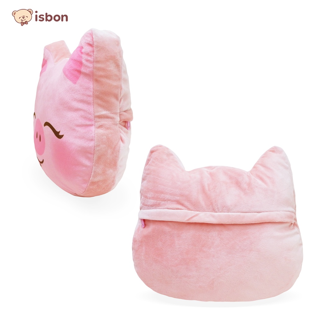 ISTANA BONEKA Balmut Bantal Selimut Karakter Kepala Babi piggy pig Warna Pink Cocok Untuk Traveling Berpergian Jauh Mudah Dibawa