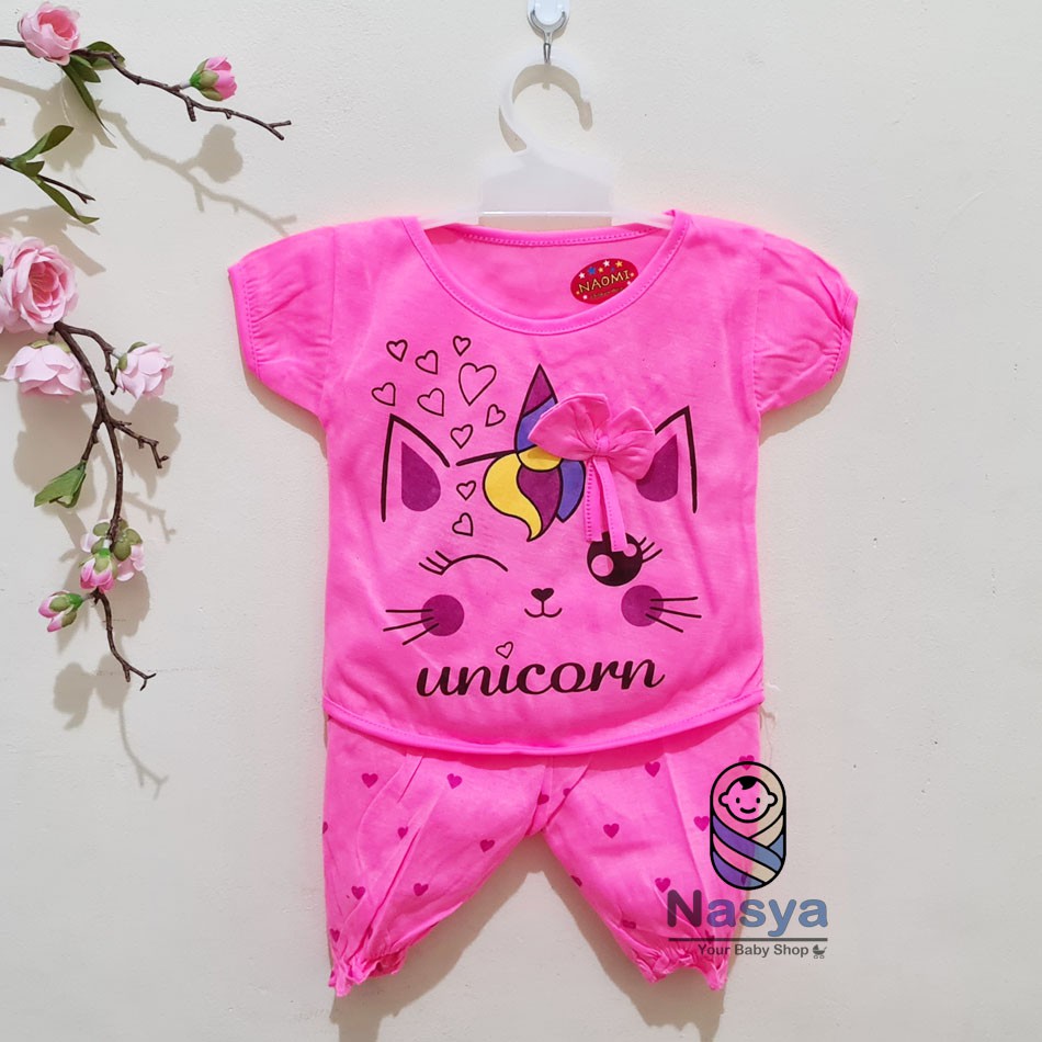 [N-052] setelan baju bayi perempuan motif kucing lucu MURAH - Naomi (3-6m)