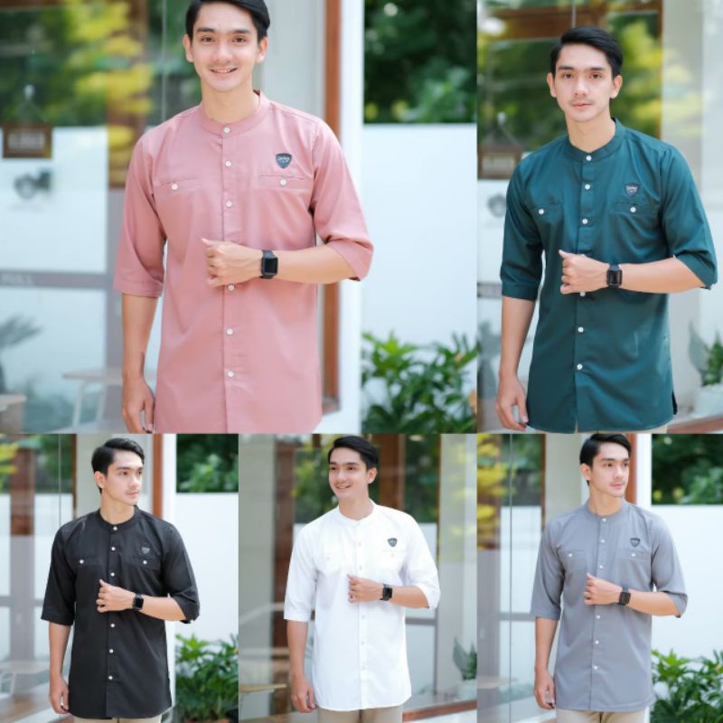 baju koko pria premium new model/baju kemko pria lilac terlaris