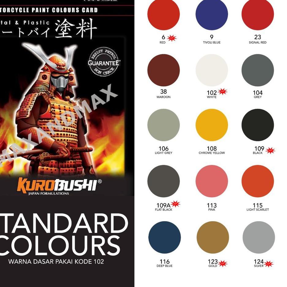 

Termurah!! KODE-234 Pilox Cat Samurai Paint Warna Standard - Black Flat Clear White Red Silver Yello