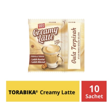 

Kopi torabika creamy latte 1 renceng 10 sachet