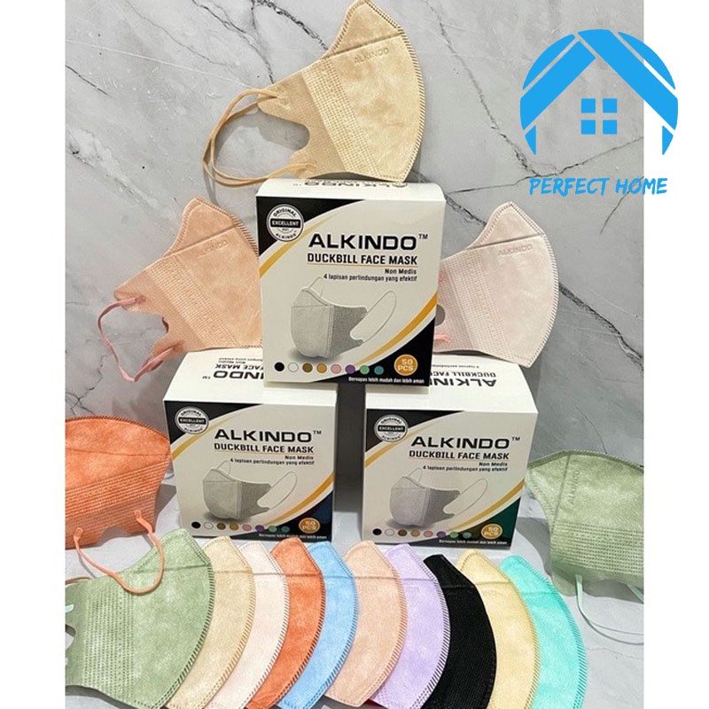 MASKER DUCKBILL ALKINDO MIX WARNA 50PCS 3PLY [PERFECTHOME]