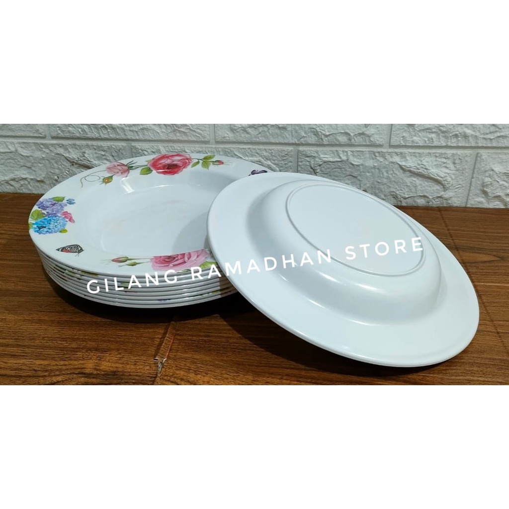 TERBARU 1 LUSIN 12PCS PIRING MAKAN MELAMIN/ PIRING MELAMIN MOTIF BUNGA/ UKURAN 10INC/ BPA FREE/ TERM