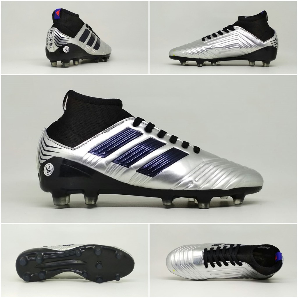Sepatu Bola Anak Adidas Predator Silver L Hitam Boot Kids GO