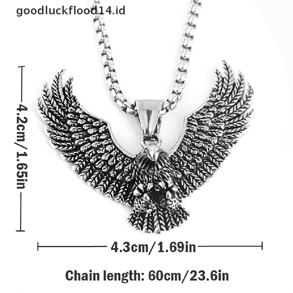 [OOID] Mens Stainless Steel Vintage Flying Eagle Pendant Necklace Spiritual Jewelry ID