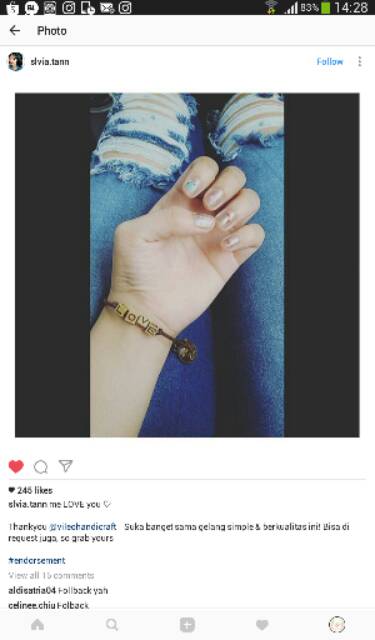 Gelang Nama Motif Kayu Charm Koin | Gelang Custom Handmade